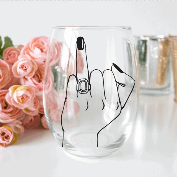 wedding ring finger wine glass - bride glass future mrs cup - engagement gift idea- wifey mug- engaged af wine glass wedding day gift ideas