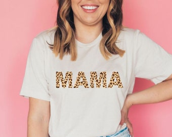 Conjunto de camisa com estampa de leopardo mamãe mini mamãe e eu - dia das mães combinando mãe e filha camisa - chita mamãe menina mãe camisetas mamãe camiseta
