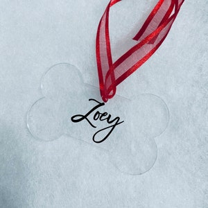 3” Custom Dog Christmas Ornament | Personalized Dog Ornament | Dog Bone Ornament | Custom Pet Ornament | Acrylic Dog Ornament | New Puppy