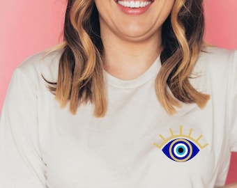 Camisa de bolsillo Evil Eye, Camisa Eye, Camisa Evil Eye, Camisa unisex Evil Eye, Eye Tee, Mystical Tee, Evil Eye Tee, Witchy Shirt, Hamsa Hand shirt