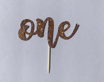 Glitter One Cake Topper for First Birthday, 1st Birthday, Custom Age Cake Topper, Personalized Birthday Topper, Cake Smash Topper