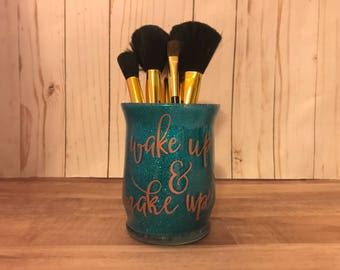 Glitter Make Up portaspazzole, Glitter trucco portaspazzole, organizzatore di pennello trucco, trucco carino portaspazzole, Glitter portapenne