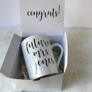 Future mrs mug, personalized bride mug - bride engagement gift box- gift box for bride to be- future mrs ideas, engaged ideas