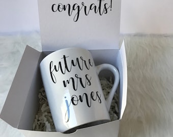 Future mrs mug, personalized bride mug - bride engagement gift box- gift box for bride to be- future mrs ideas, engaged ideas