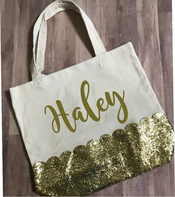 gold glitter tote bag