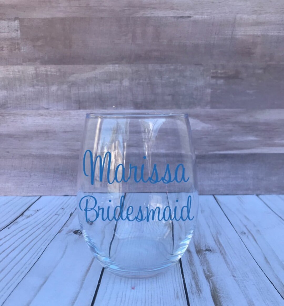 Personalized Bridesmaid Wine Glasses Bridesmaid Gift Idea Etsy
