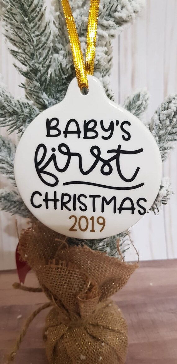 Baby's First Christmas ornament, 2019 Christmas gift, new baby gift, baby  to be ornament, 1st Xmas ornament gold baby ornament