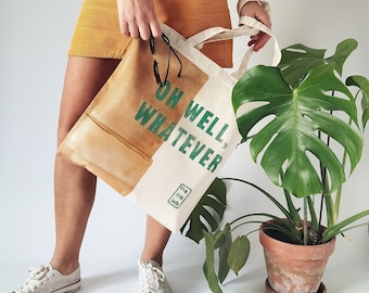 Whatever Tote Bag, Sarcastic Quote Canvas Bag, Funny Grocery Bag, Block Printed Tote, Unisex Tote Bag