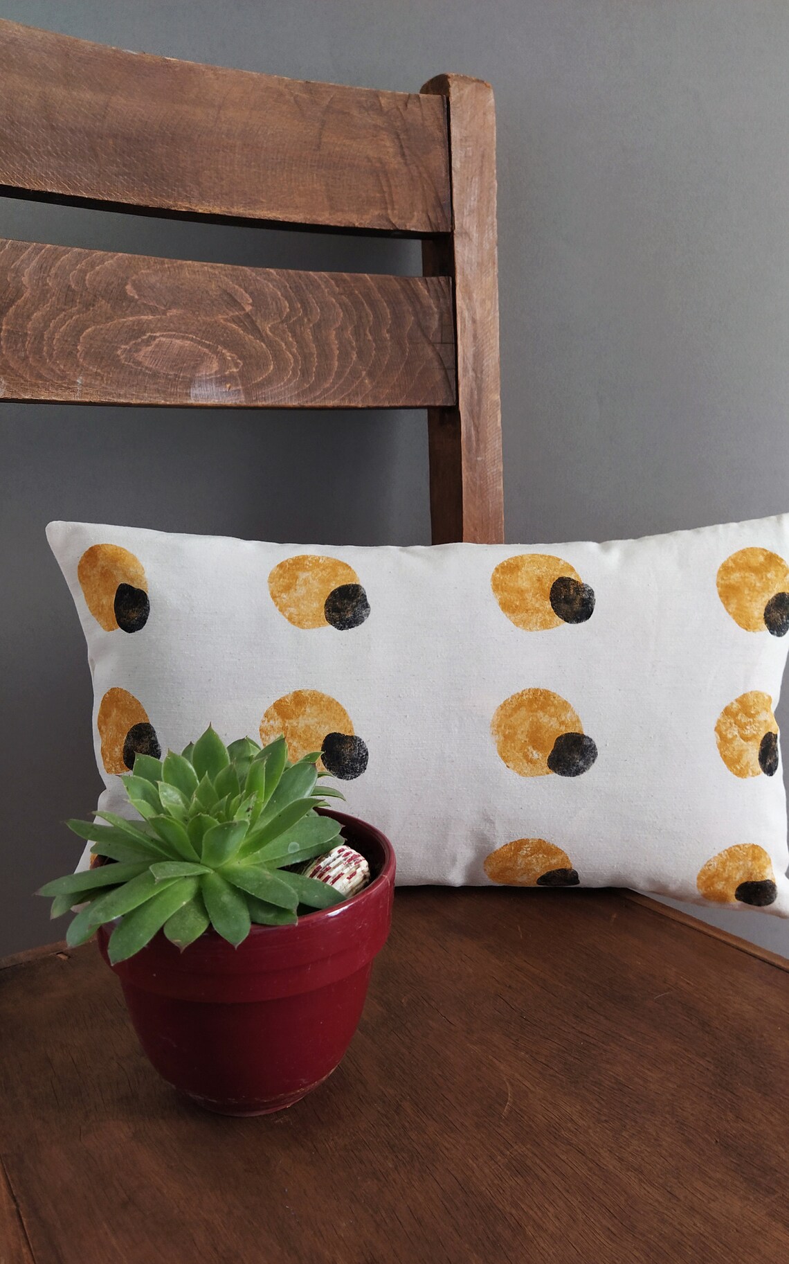 Black & Yellow Throw Pillow CoverHandprinted Abstract Desing Etsy