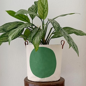 Cache-pot en toile vert menthe, pot de fleurs moderne en tissu, jardinière d'intérieur en toile, décoration scandinave, cadeau idéal pour les amoureux des plantes