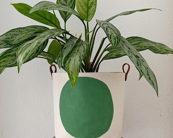 Mint Green Canvas Planter Cover, Modern Fabric Plant Pot, Indoor Canvas Planter, Scandinavian Home Decor, Plant Lover Gift