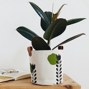 Scandinavische plantenpothoes, handbeschilderde canvas plantenbak, waterdichte stoffen plantenmand, plantenbakhoes voor binnen, moderne woondecoratie