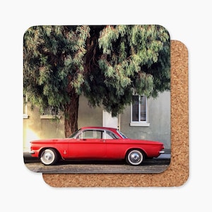 Vintage Red Corvair Under Tree Drink Coaster