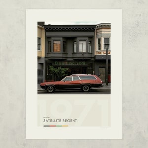 1970s Station Wagon 12"x 16" Poster, Unframed, brown street-parked Plymouth wagon, San Francisco