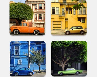 Juego de 4 posavasos coloridos para coche