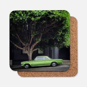 Green Corvair Matching Background Drink Coaster