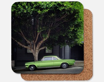 Green Corvair a juego fondo bebida coaster