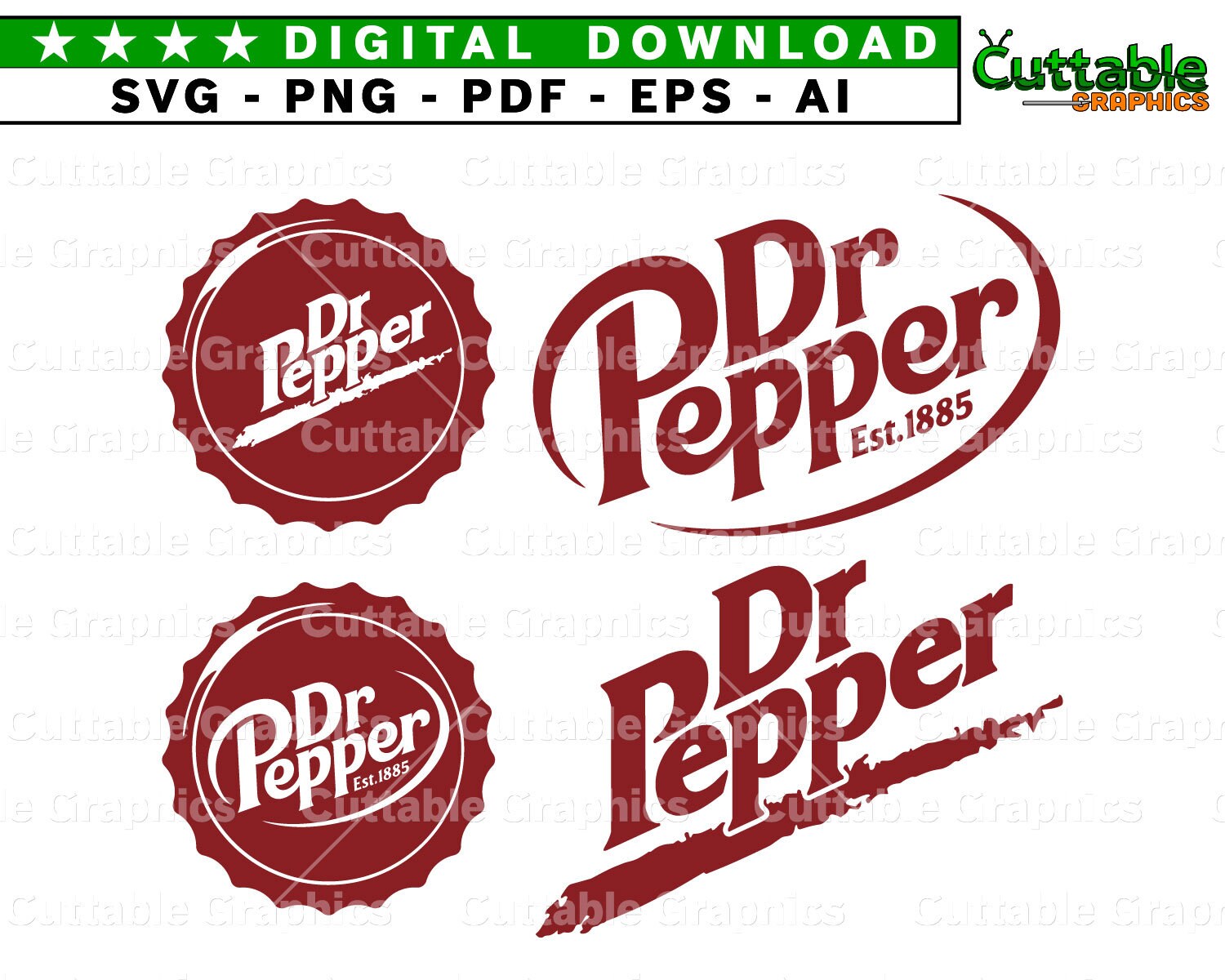 Unofficial Dr Pepper Inspired Logo Svg Dxf Png Cutting Vectors Etsy