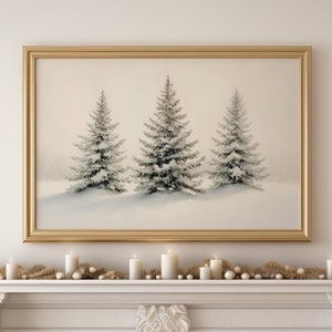 Christmas Evergreen Trees Print, Holiday Printable Wall Art, Christmas Sign, Snowy  Winter Forest Landscape Wall Decor, Instant Download