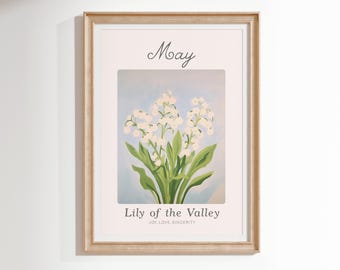 Lily of the Valley Art Print: May Birth Flower, Grand Millennial Floral Wall Decor (Digital Download)