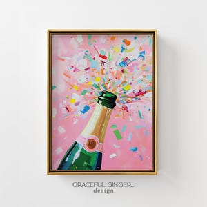 Pink Champagne Wall Art: Bar Cart Print | Trendy Girls' Night Poster | Happy Hour Decor (Digital Download)
