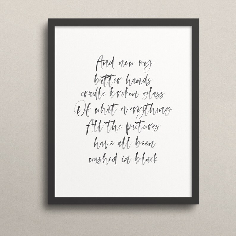 Pearl Jam Black Song Lyrics Print Stampabile Wall Art | Etsy