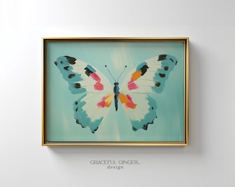 Pastel Butterfly Nursery Wall Art Print: Blue & Teal Girl's Room Decor (Digital Download)