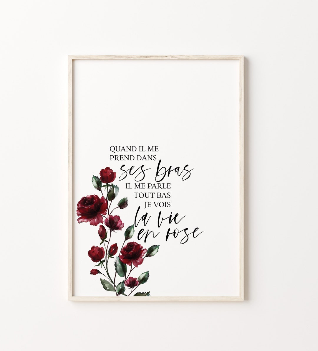 Parole La Vie En Rose A Imprimer Édith Piaf La vie en rose Print Paroles de chansons - Etsy France