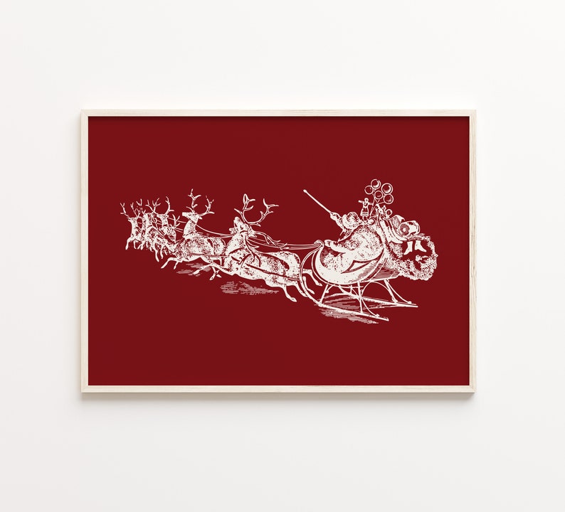 Vintage Christmas Art Set of 6 Prints Retro Gallery Wall Etsy