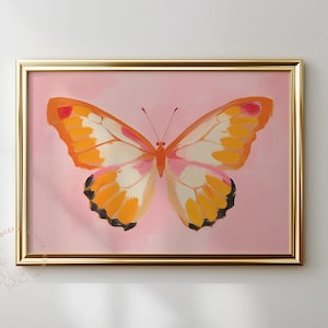Pastel Butterfly Nursery Art Print: Pink & Orange Tween Room Wall Decor (Digital Download)