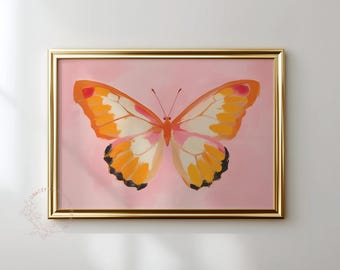 Pastel Butterfly Nursery Art Print: Pink & Orange Tween Room Wall Decor (Digital Download)