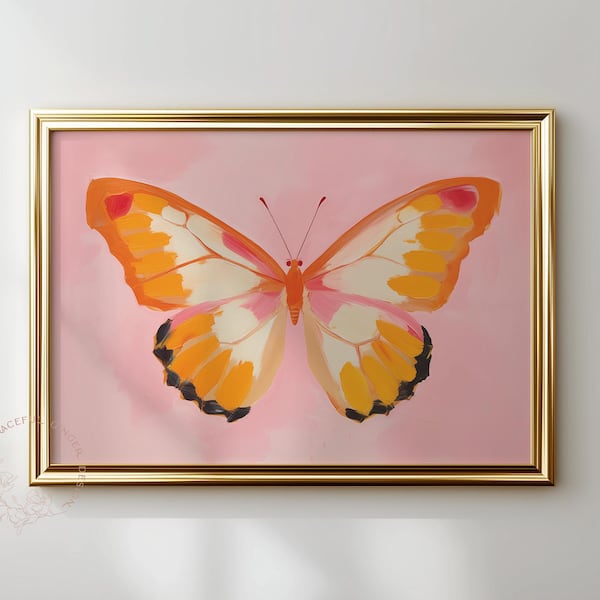 Pastell Schmetterling Kinderzimmer Druck: Pink & Orange Tween Zimmer Wand Dekoration (Digitaler Download)