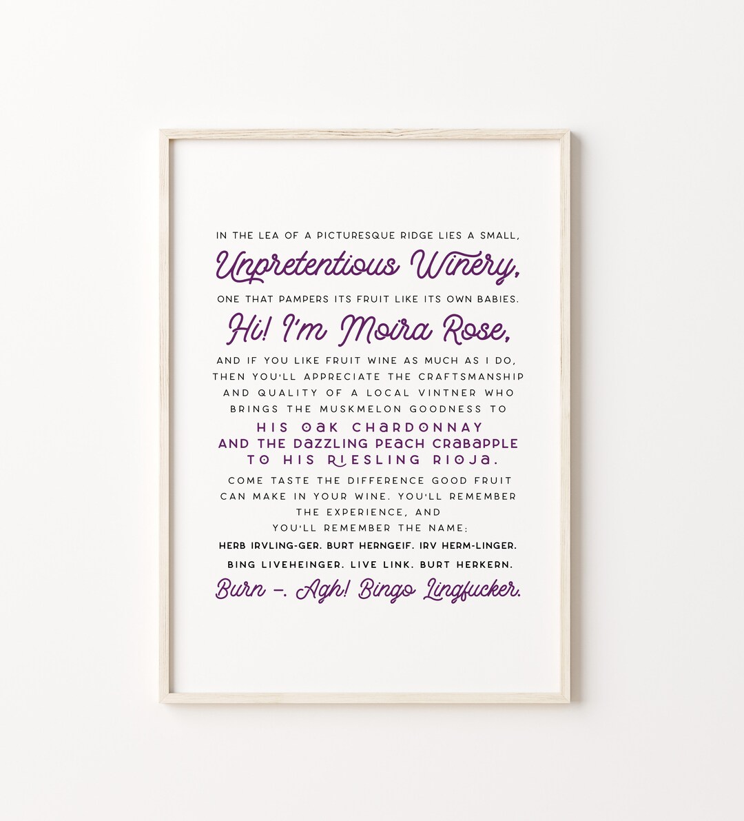 Herb Ertlinger Winery Commercial, Moira Rose Quote, TV Show Quote