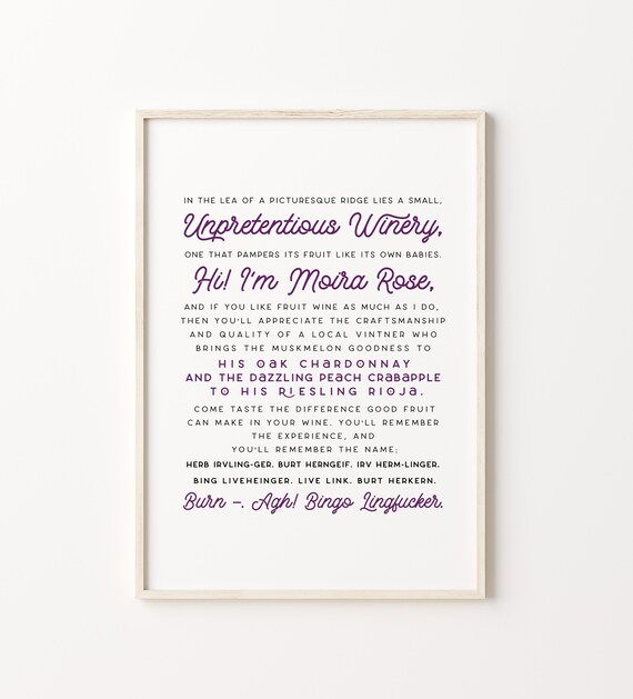 Herb Ertlinger Winery Commercial Moira Rose Quote TV Show Etsy Australia