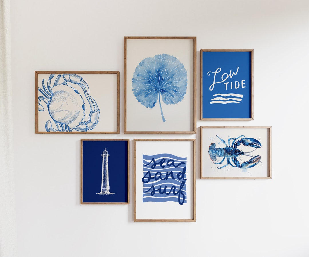 Blue Coastal Gallery Wall Art Set: Beach House Prints (digital Download ...
