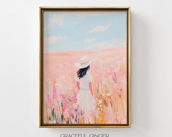 Cowgirl Wall Art: Pastel Pink Boho Print | Western Wildflower Poster (Digital Download)