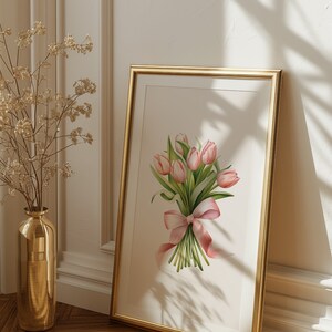 Pink Tulips Bouquet Art Print: Spring Floral Poster (Digital Download) image 8