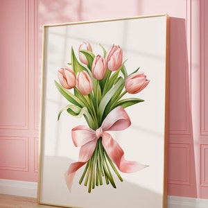 Pink Tulips Bouquet Art Print: Spring Floral Poster (Digital Download) image 6