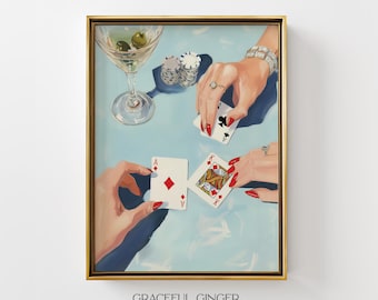 Ladies Poker Night Martini Print: Preppy Girls' Night Room Decor (Digital Download)