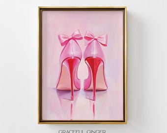 Różowe szpilki, modny nadruk: Glam Stiletto Shoes Art (do pobrania w wersji cyfrowej)