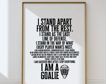 Hockey Goalie Quote Print: Boy's Sports Room Typography (Digital Download)