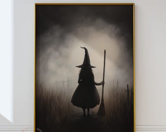 Spooky Dark Witch Print: Moody Halloween Wall Art (Printable Digital Download)