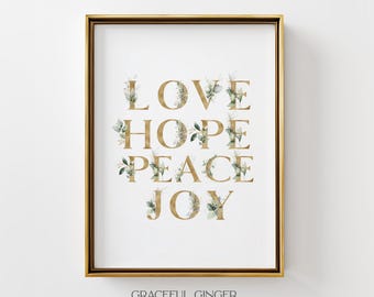 Stampa Amore Speranza Pace Gioia, Arte murale cristiana (download digitale)