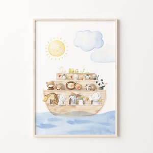Noah&#39;s Ark Nursery Printable Wall Art, Christian Scripture Quote, Bible Nursery Print, Nursery Decor