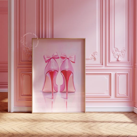 Pink High Heels Fashion Print: Glam Stiletto Shoe Art (digital