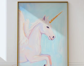 Unicorn Nursery Print: Pastel Fantasy Art for Girls' Room (Digital Download)