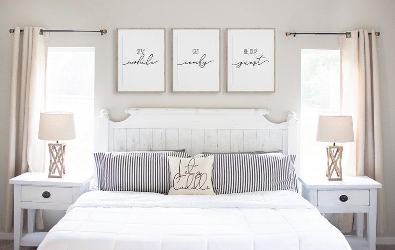 Guest Room Printable Wall Art Get Comfy Stay A While Be Our - Etsy