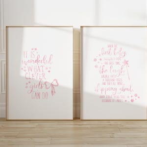 Peter Pan Quotes Nursery Print Set of 2, Light Pink Watercolor Printables, Playroom Decor, Printable Wall Decor, Baby Girl Nursery