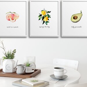 Kitchen Food Prints Watercolor Fruit Set of 3 Printable Wall - Etsy