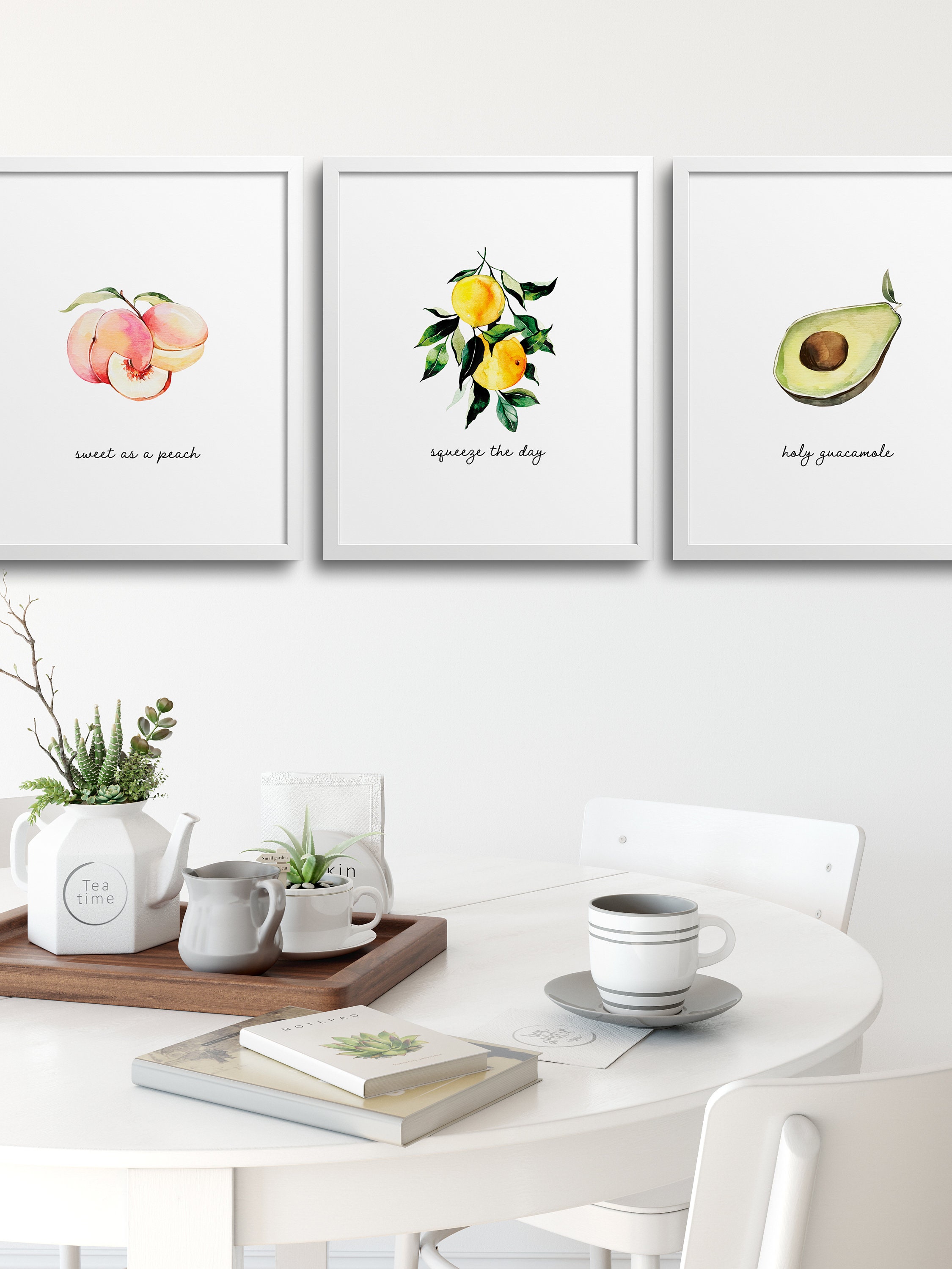 Kitchen Food Prints Watercolor Fruit Set of 3 Printable Wall | Etsy